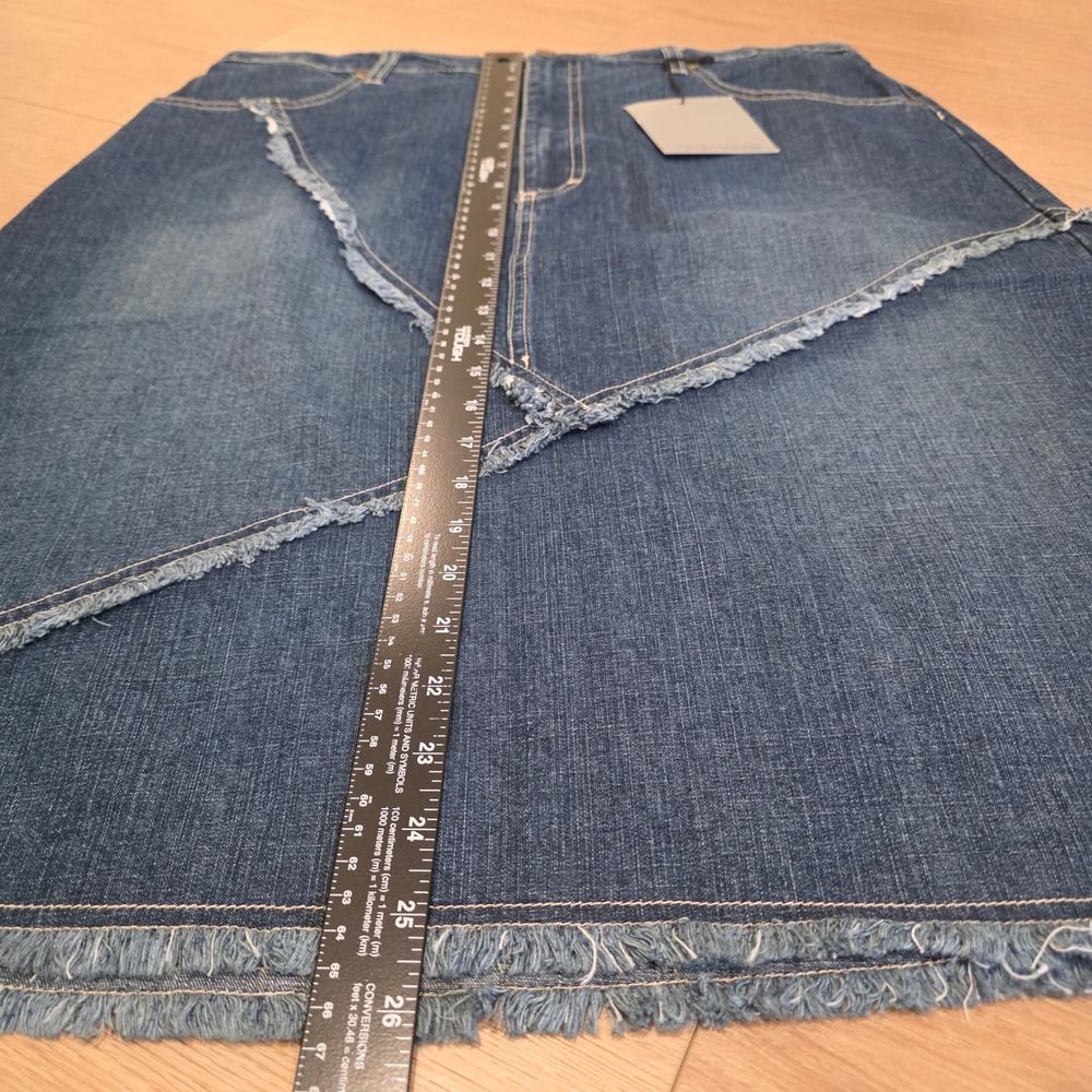 Gloria Vanderbilt Womens Denim Midi Skirt Frayed Raw Hem Antique Sandblast Y2K - Picture 8 of 10